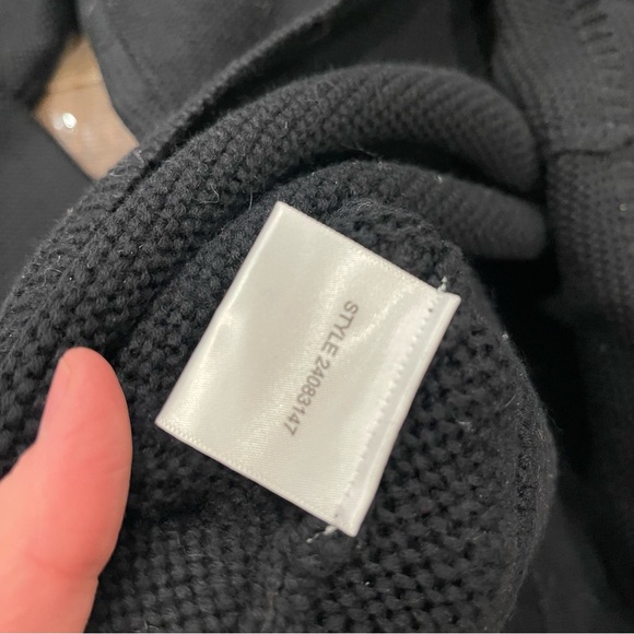 Tory Burch Black Cardigan Sweater with V-neck and Floral Trim - Picture 13 of 14